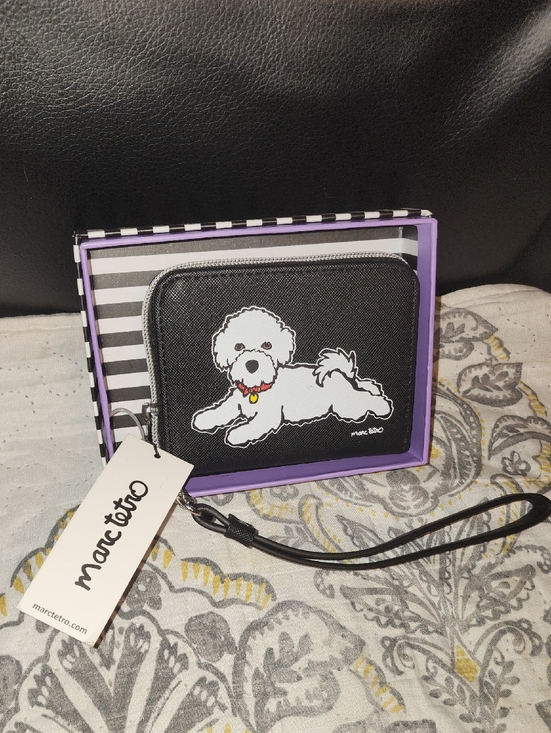 Marc Tetro Handbags - Marc Tetro Black Bichon no Zip Wallet with Wrist Strap